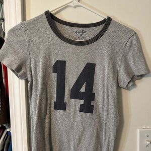 Brandy Melville Gray Tee with Bold Number Print